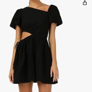 Women's Cut Out Mini Dress Short Puff Sleeve Summer Casual Dress